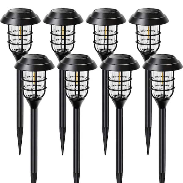 3000K 20 Lumens Black Integrated LED Weather Resistant Outdoor Solar Path Lights (8-Pieces)