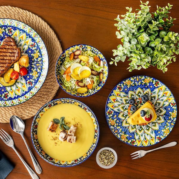MALACASA 24-Piece Bohemia Multicolour Stoneware Dinnerware Set