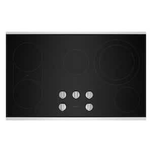 36 in. Radiant Electric Cooktop in Stainless Steel with 5 Burner Elements and Reversible Grill, Griddle