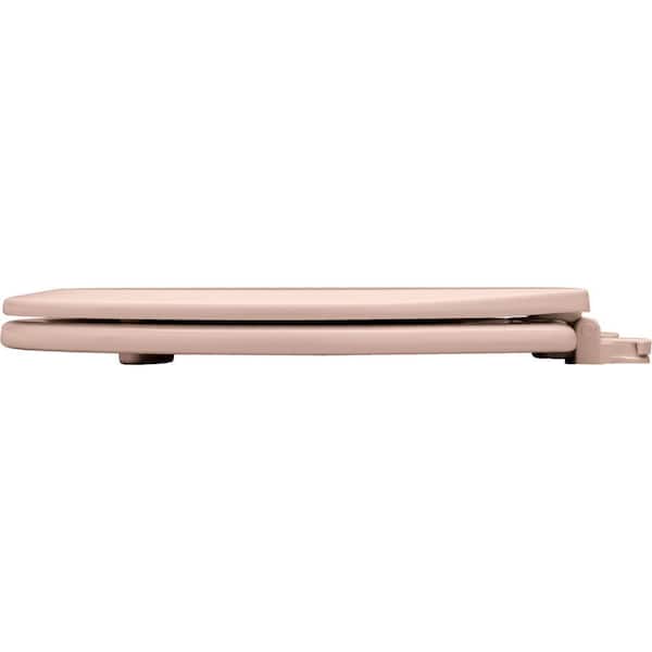 Unbranded - Elongated Enameled Wood Closed Front Toilet Seat in Venetian Pink Removes for Easy Cleaning