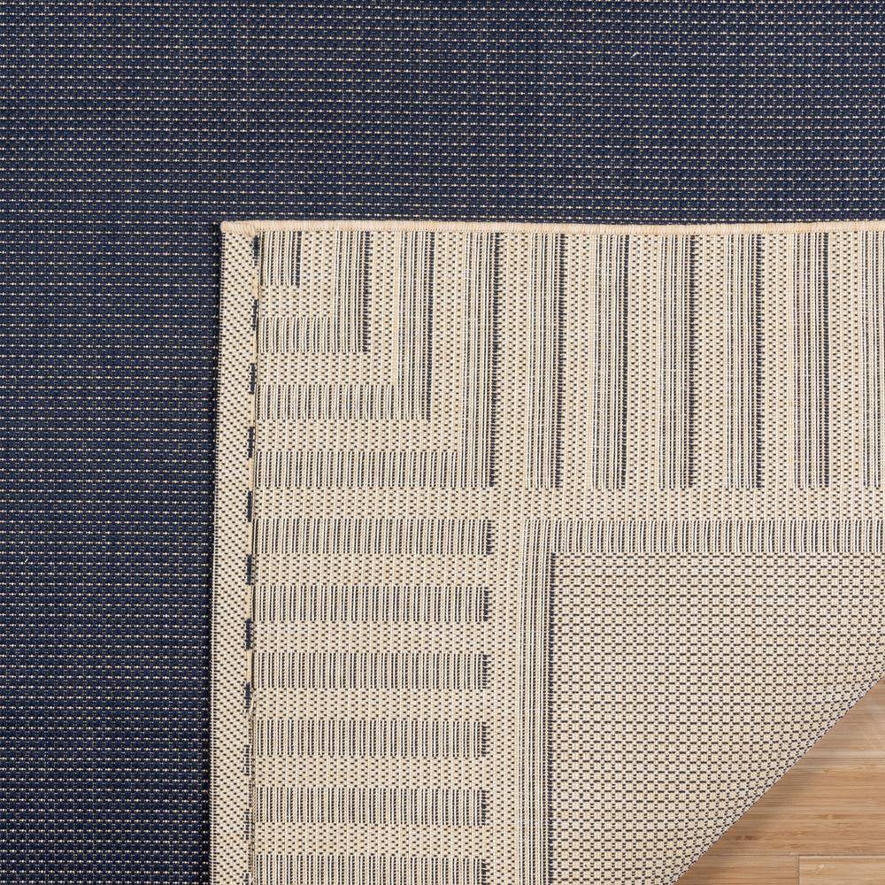 Blue and Beige Striped Synthetic Flatweave Indoor/Outdoor Rug, 6' x 9'