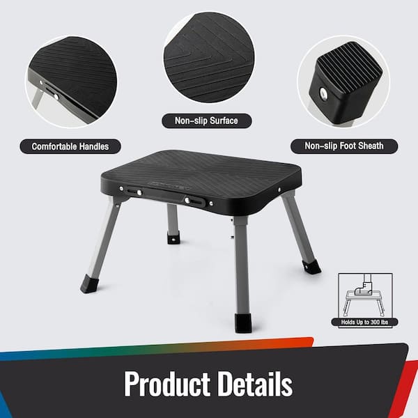 11 Folding Step Stool Non-Slip 16 x 12 Large Platform Portable