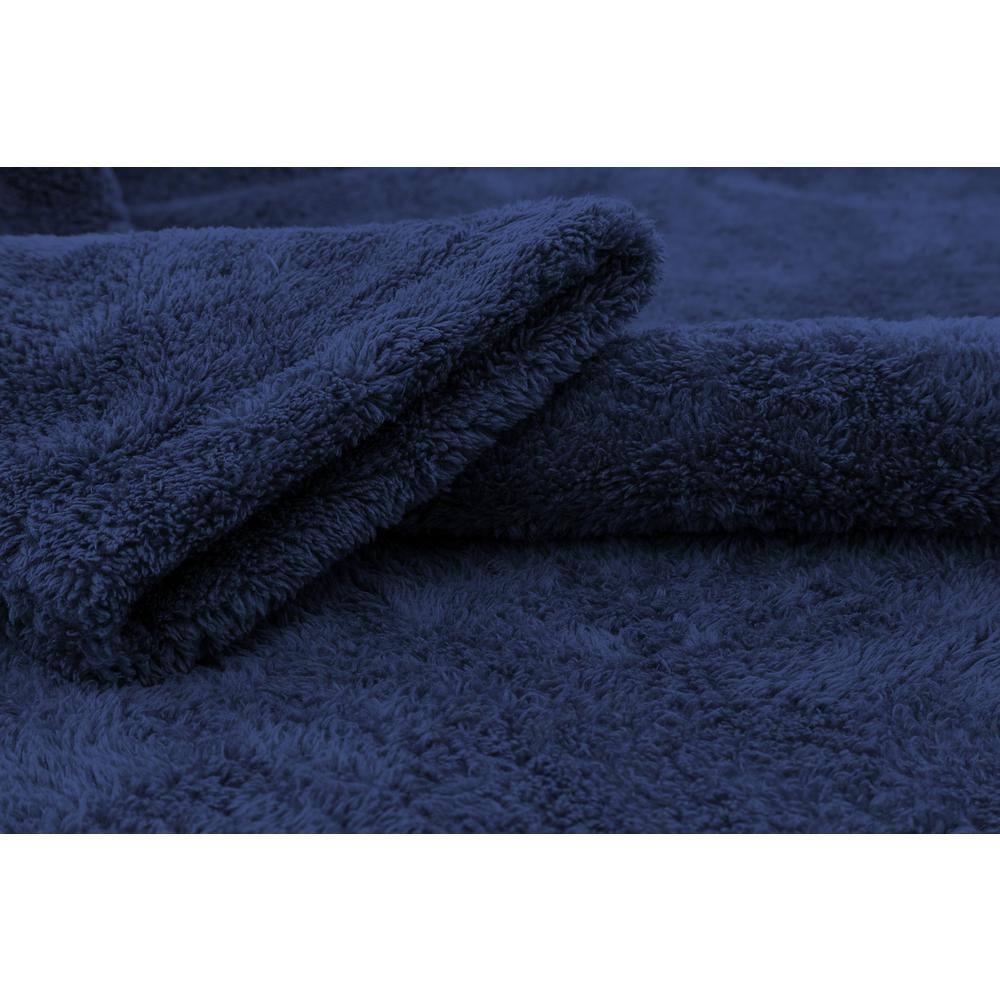 Navy Blue L/XL Fleece Bathrobe with Shawl Collar