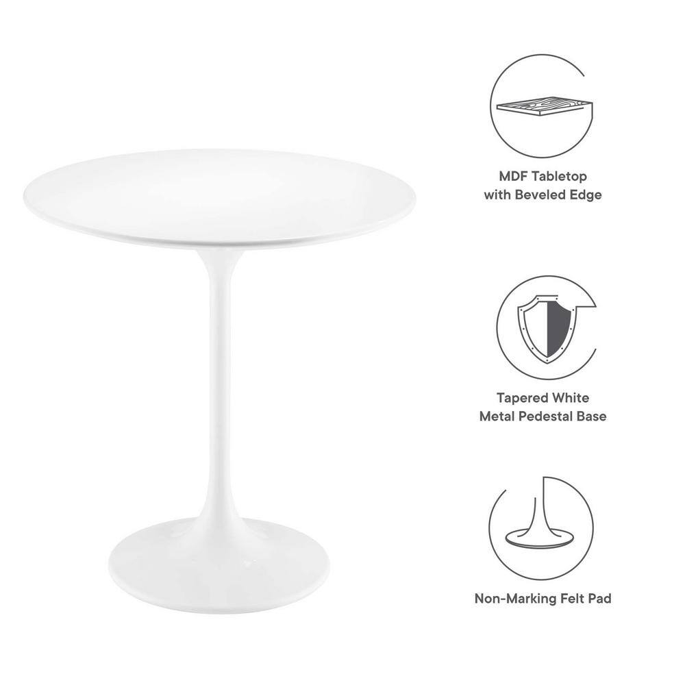 Lippa 20 in. Wood Round Side Table in White White - thumbnail 6