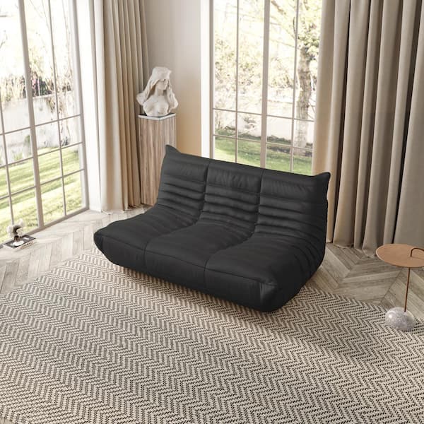 J&E Home 34.25 in. W Armless Teddy Velvet Modular Lazy Floor Sofa in. Green