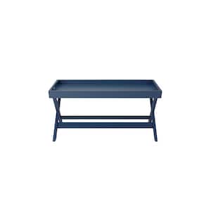 Rectangular Steel Blue Wood Tray Top Coffee Table (40 in. W x 18 in. H)
