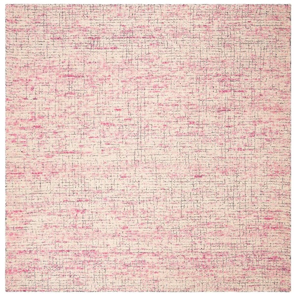 SAFAVIEH Abstract Ivory/Pink 6 ft. x 6 ft. Geometric Square Area Rug