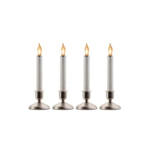 9 in. Electric Christmas Candles with Pewter Base (Set of 4)