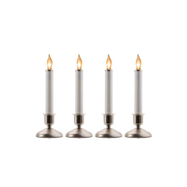 Unbranded 9 in. Electric Christmas Candles with Pewter Base (Set of 4)