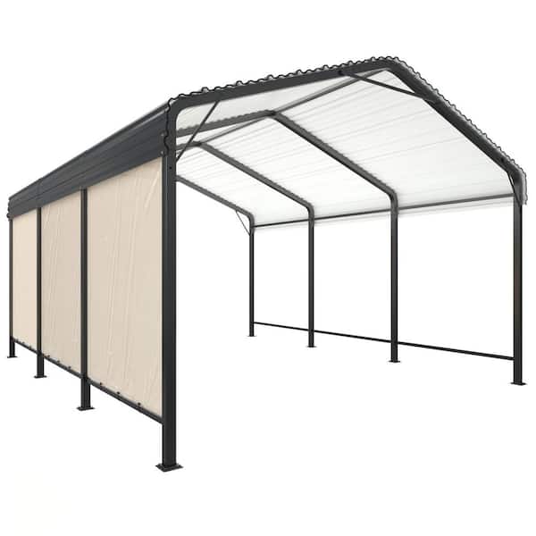 10 ft. W x 15 ft. D Metal Carport with Enhanced Base Outdoor Heavy Duty Garage Galvanized, Car Canopy and Shelter