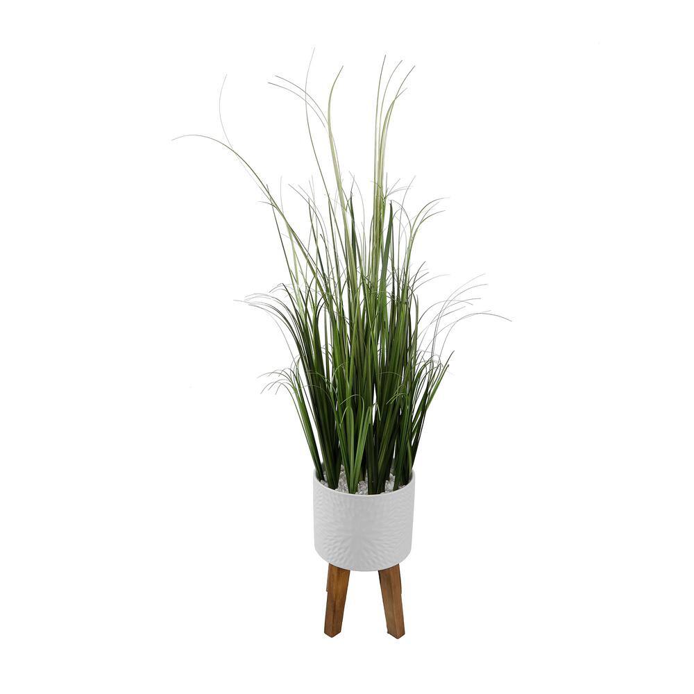 31 in Artificial Onion Grass in 6.6 in Cathdral Ceramic Pot on Stand 
