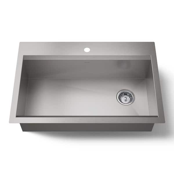 Lassen 33 in. Drop-in Single Bowl Stainless Steel Kitchen Sink