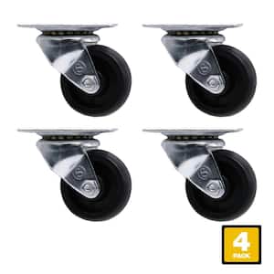 2 in. Black Polypropylene and Steel Swivel Plate Caster with 125 lb. Load Rating (4-Pack)