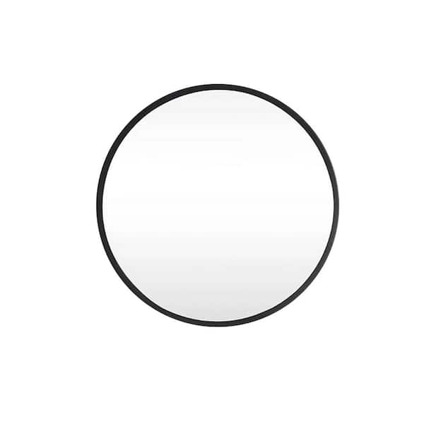 32 in. W x 32 in. H Round Framed Wall Bathroom Vanity Mirror in Black