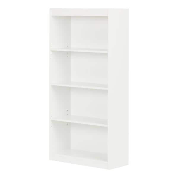 Pure White Adjustable 4-Shelf Wooden Bookcase