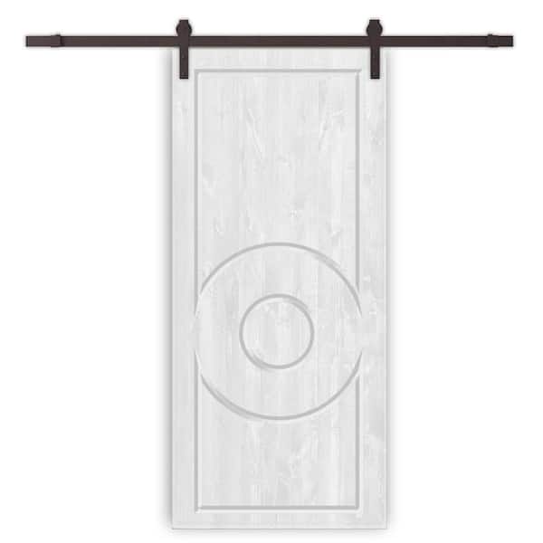CALHOME 24 in. x 80 in. White Stained Pine Wood Modern Interior Sliding Barn Door with Hardware Kit