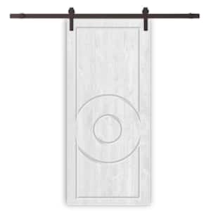 42 in. x 96 in. White Stained Solid Wood Modern Interior Sliding Barn Door with Hardware Kit