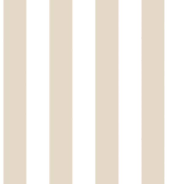 Unbranded Smart Stripes 3 Beige/White Awning Stripe Matte Finish Non-Pasted Vinyl on Non-Woven Wallpaper Roll