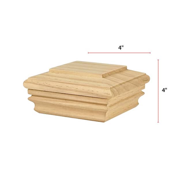 Flat Post Cap - Fits 4 in. x 4 in. Nominal Posts - Sanded Unfinished Pine - DIY Porch, Deck, Fence Decor