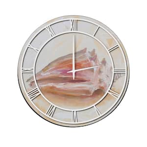 "Sea Shell #2" Full Coverage Art and White Numbers Imaged Wall Clock