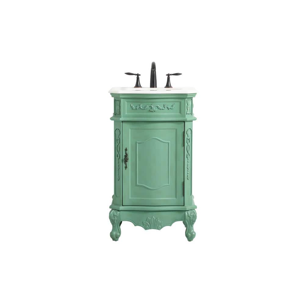 Timeless Home 21 in. W Bath Vanity in Vintage Mint with Marble Vanity Top i