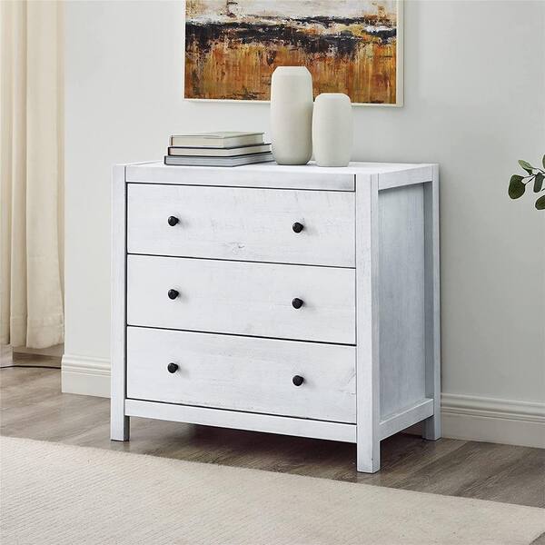 MUSEHOMEINC Solid Wood Dresser / Night Stand with 3-Drawer Storage