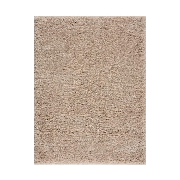 Ellie Cream 5 ft. x 7 ft. Super Soft Polyester Shag Area Rug