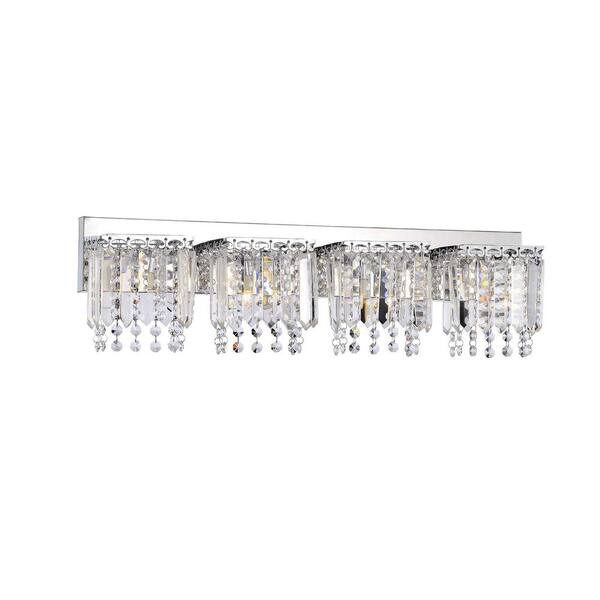 Jojospring Camille 4.5 in. Wide 4-light Chrome Wall Sconce with Crystal Strand