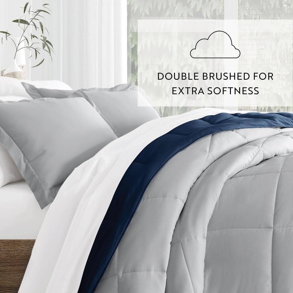 Navy Twin Reversible Down Alternative Microfiber Comforter Set
