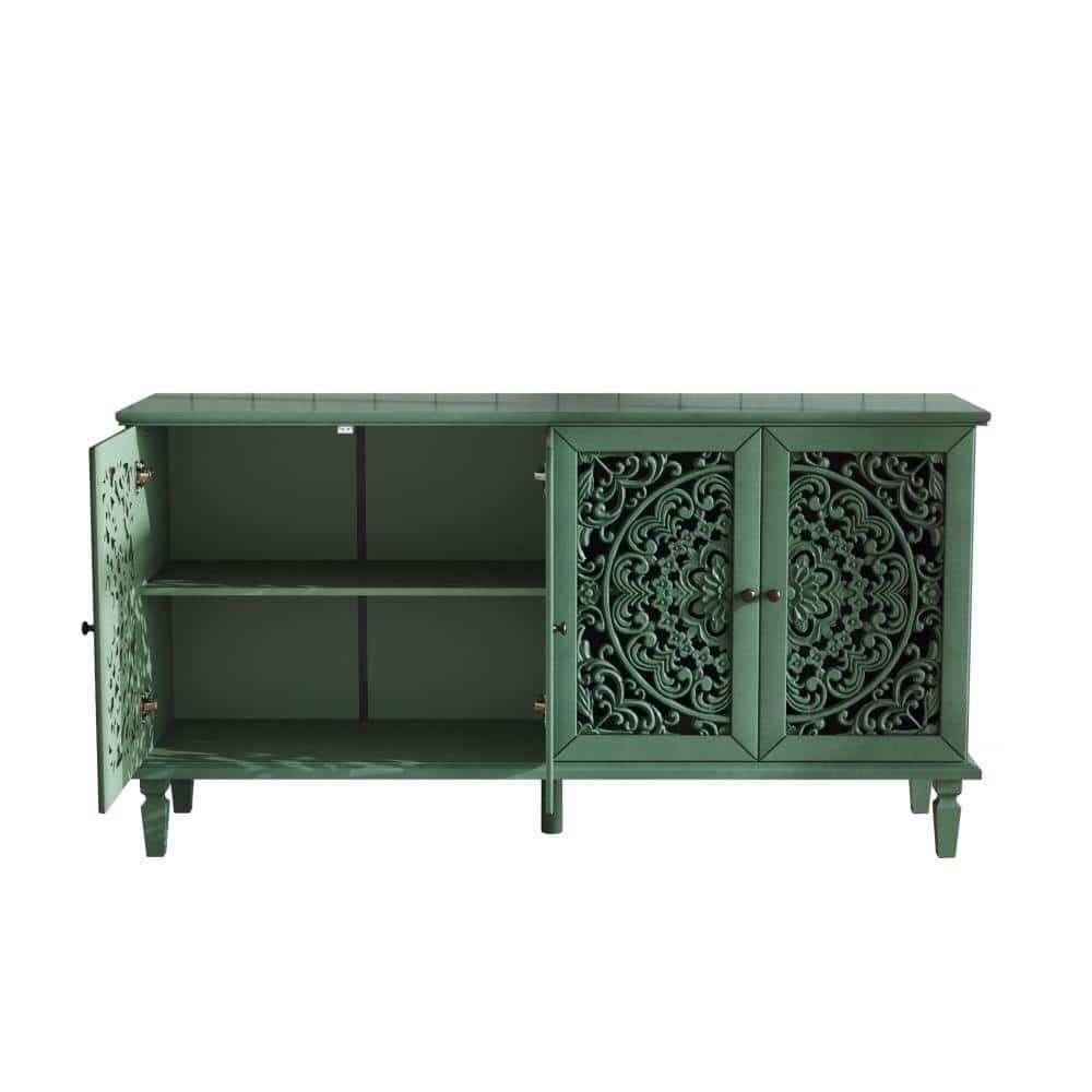 Antique Green 31.5 in. Accent Cabinet Office Storage Cabinet with 2 Shelves and Solid Wood Legs price history on PriceWatchPro