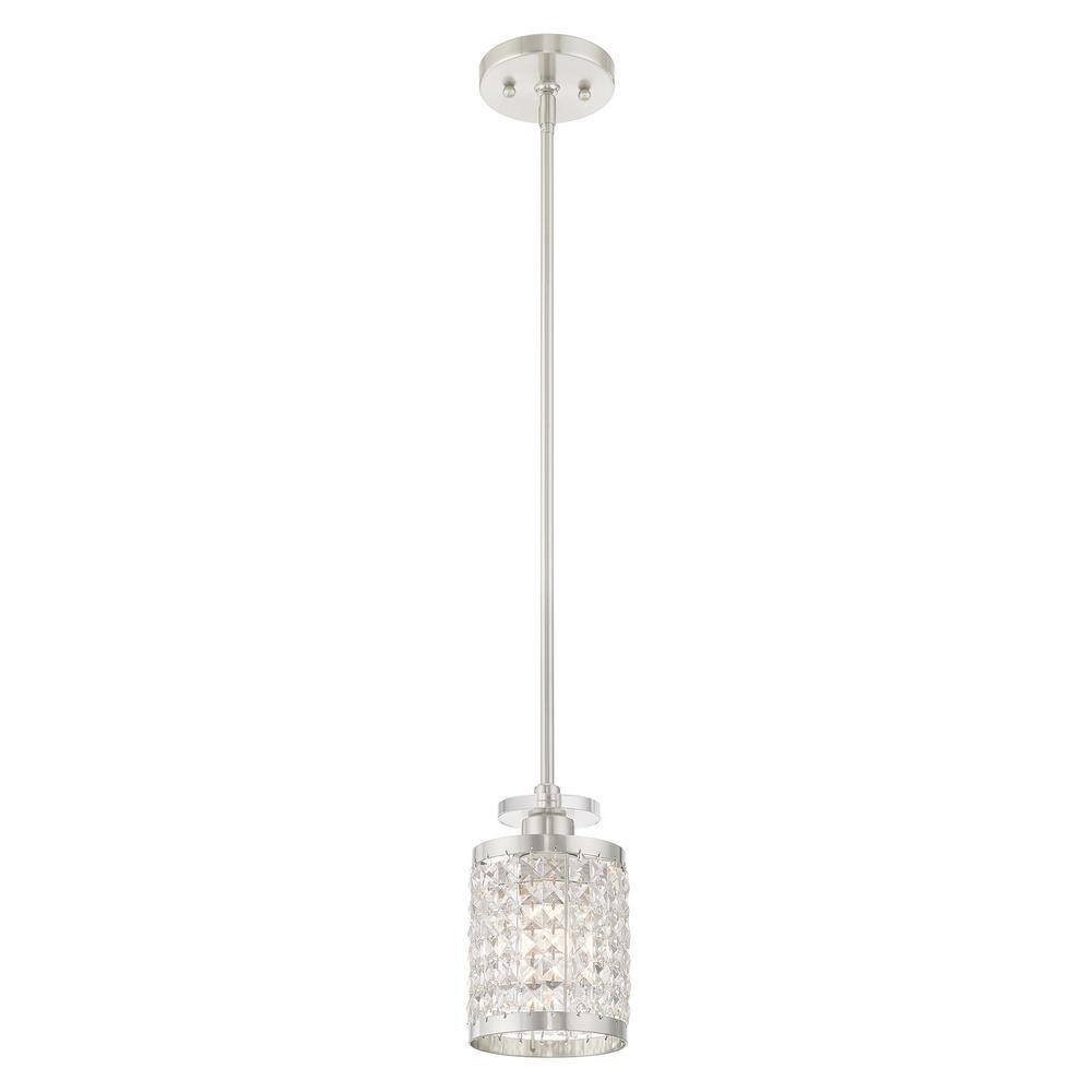 Elegant Brushed Nickel Mini Pendant with Clear Crystal Shade
