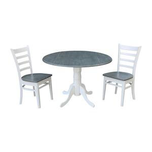 brynwood white 5 pc round dining set with blue chairs