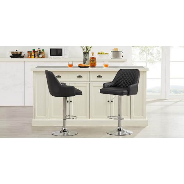 VECELO Black Modern Bar Chair with Back Adjustable Swivel VECELO Black Modern Bar Chair with Back Adjustable Swivel