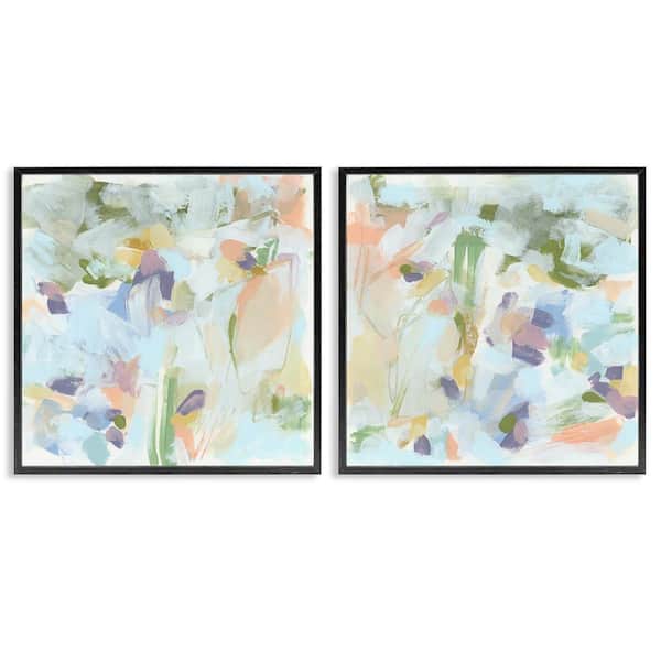 Stupell Industries Pastel Abstract Expressions by June Erica Vess 2 Pieces Black Framed Abstract Giclee Art Print 17 in. x 17 in.