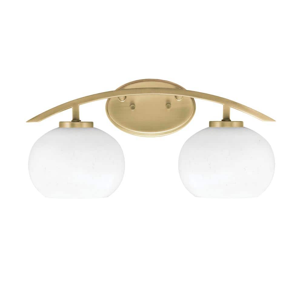 Siena 18.25 in. 2-Light Vanity Light New Age Brass with 7 in. White Muslin 