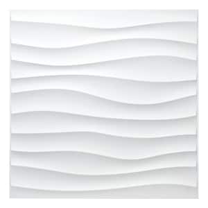19.7 in. x 19.7 in. 33 sq. ft. White Downsand PVC 3D Wall Panels for Interior Decor (12-Pack)