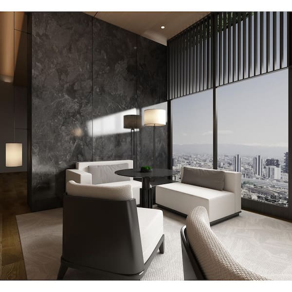WALLS 0.15 in. x 3.28 ft. x 9.51 ft. Bardiglio Gray Marble Finished  PVC Square Edge High Gloss Decorative Wall Paneling