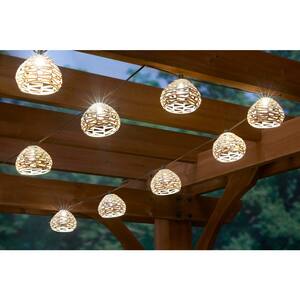 Outdoor/Indoor 10 ft. Plug-In Round Globe Bulb LED Rattan String Light