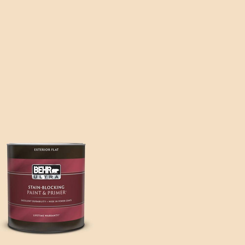 BEHR ULTRA 1 qt. #22 Navajo White Flat Exterior Paint & Primer 485004 ...