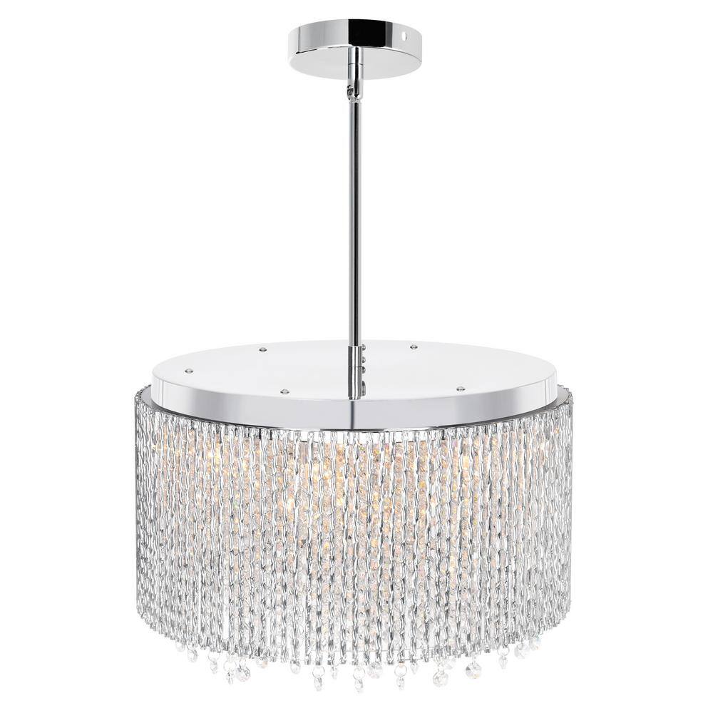 Claire 16" Chrome Drum Chandelier with Clear Crystals