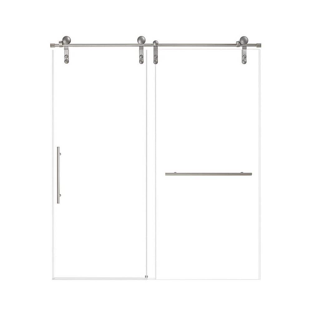 56 in. - 60 in. W x 66 in. H Frameless Sliding Shower Door in Brushed Nickel with Clear Tempered Glass and Waterproof price history on PriceWatchPro