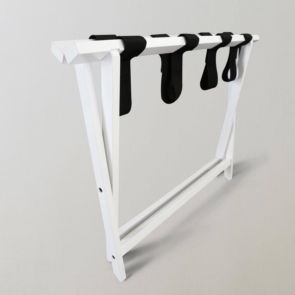 Extra Wide White Solid Wood Foldable Luggage Rack