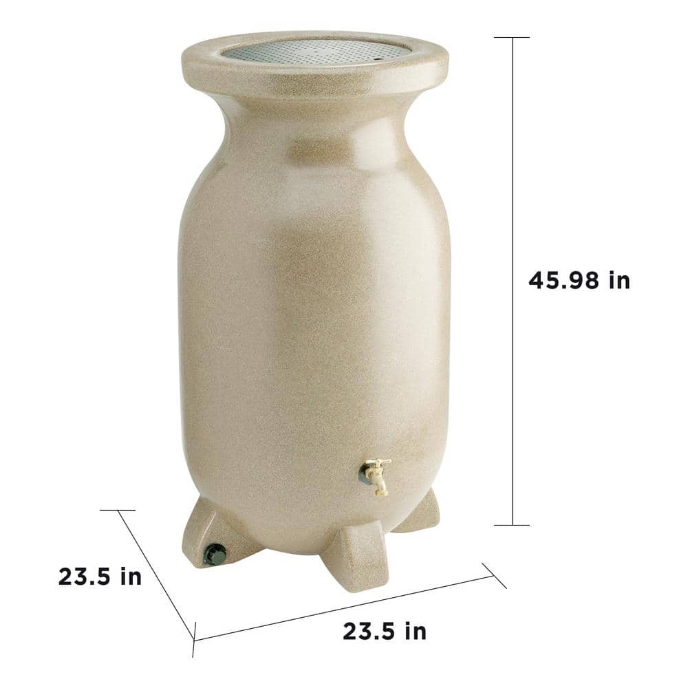Sandstone-Look Beige 75-Gallon Plastic Rain Barrel