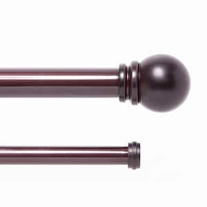 Hamlin Double 66 in. - 120 in. Adjustable Double Curtain Rod 1 in. Diameter in Weathered Brown with Ball Finials