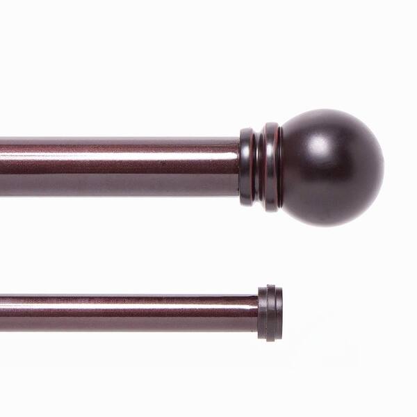 Kenney Hamlin Double 66 in. - 120 in. Adjustable Double Curtain Rod 1 in. Diameter in Weathered Brown with Ball Finials