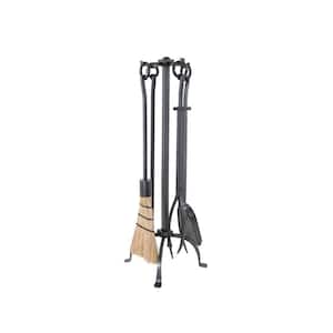 32 in. Tall 5-Piece Graphite English Country Fireplace Tool Set