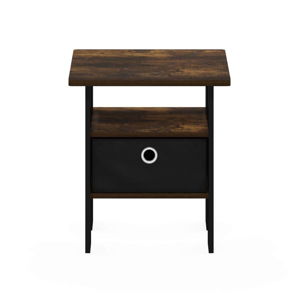 Amber Pine and Black End Table with Drawer
