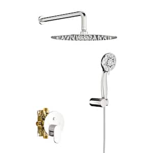 Single Handle 2-Spray Shower Faucet 1.8 GPM with Pressure Balance, 10 in. Head Shower with Hand Shower in Brushed Nickel