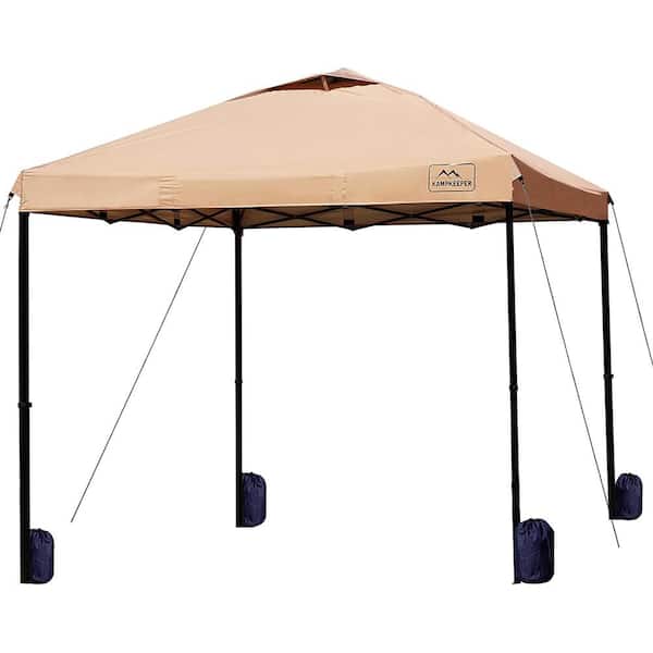 Unbranded 10 ft. x 10 ft. Khaki Pop Up Canopy with Adjustable Legs, Air Vent, Carry Bag and Sandbags