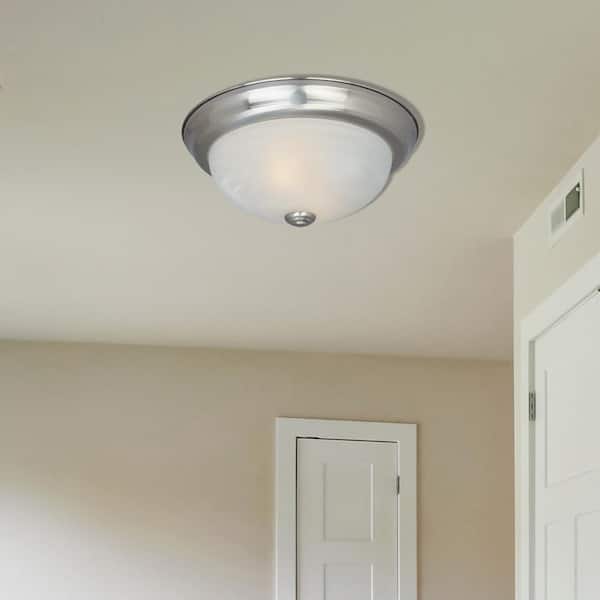 Reedley 15 in. Traditional Satin Platinum Medium-Base (E26) Bulb Flush Mount for Kitchens